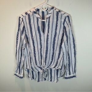 🆕 DYLAN Los Angeles Frayed Knotted Cotton Blouse Top